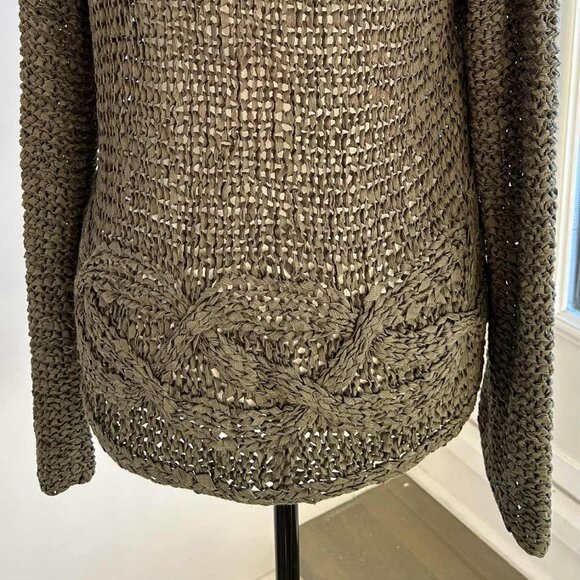 OUI Olive Sculptural Open-Knit Tape-Yarn Sweater with Braided Hem – EU M - Picture 5 of 8